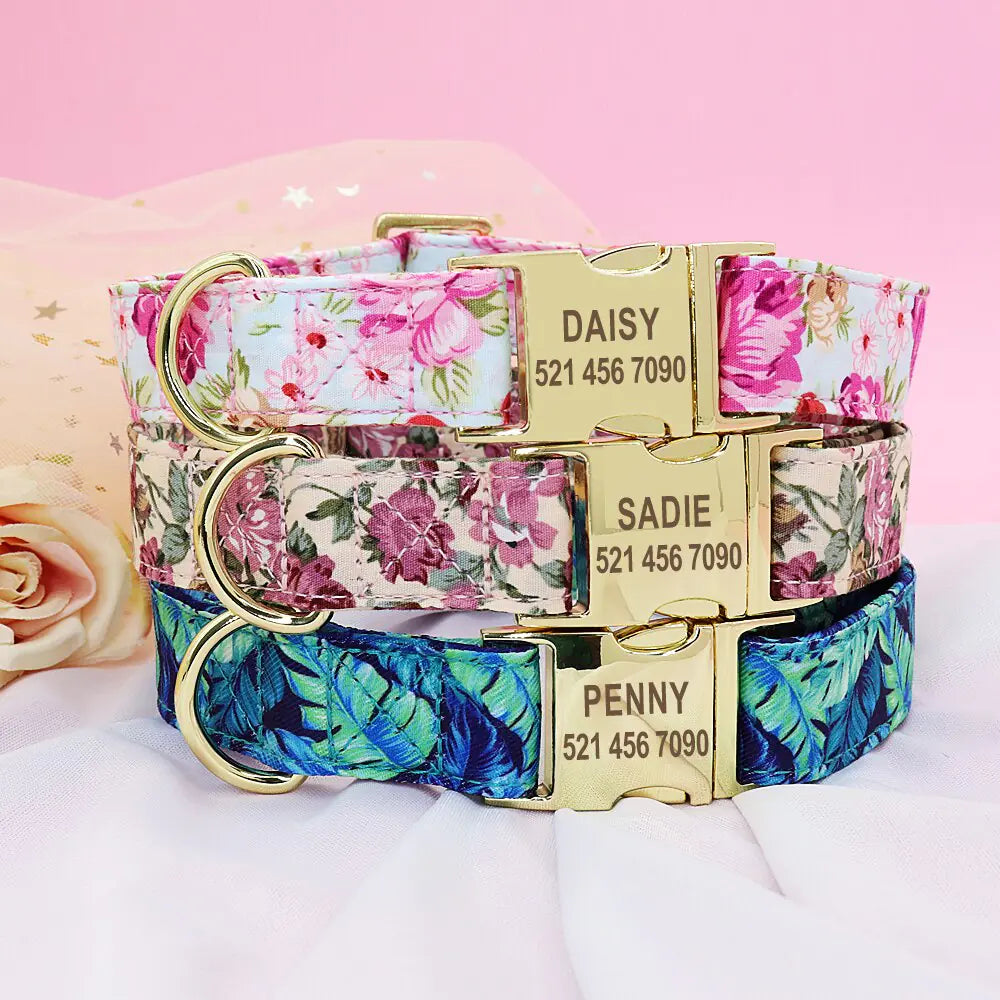 Personalized Printed Dog Collar Leash Set